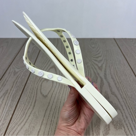 Tory Burch Studded Jelly Flip Flop Thong Sandals 11 Ivory/Cream $128 - Picture 3 of 8